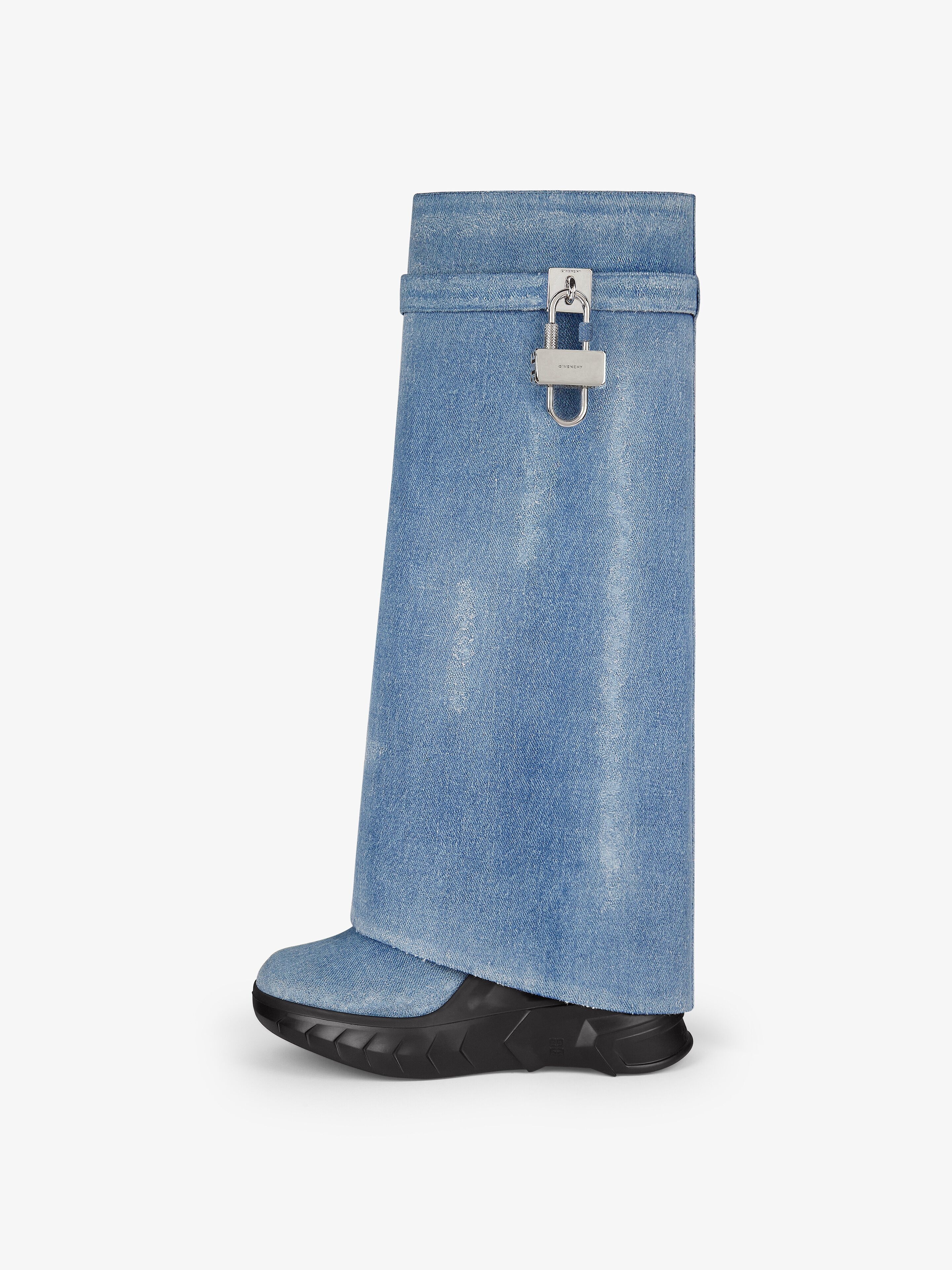 SHARK LOCK BIKER BOOTS IN DENIM - 4