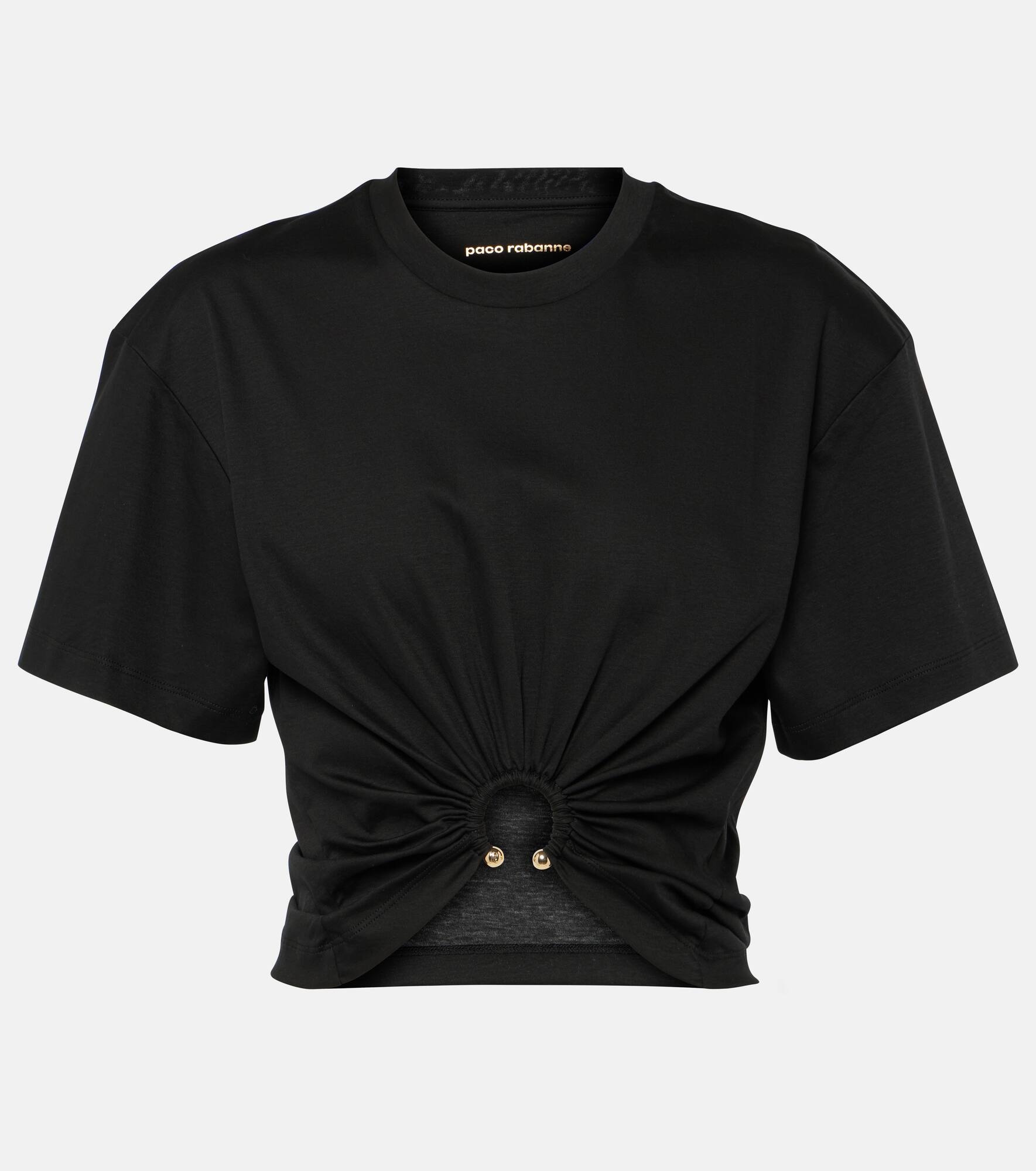 Gathered cotton jersey crop top - 1