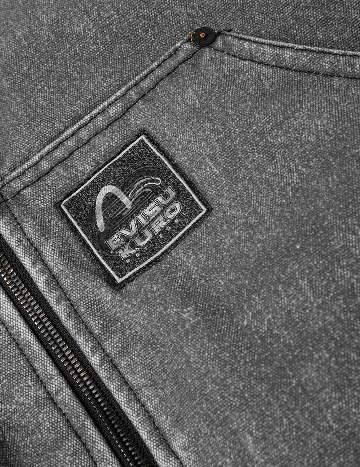 Distressed Print with Logo Embroidery Loose Fit Padded Boomer Jacket - 9