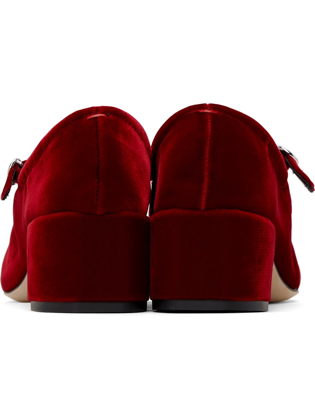 Red Aline Velvet Mary-Jane Heels - 2