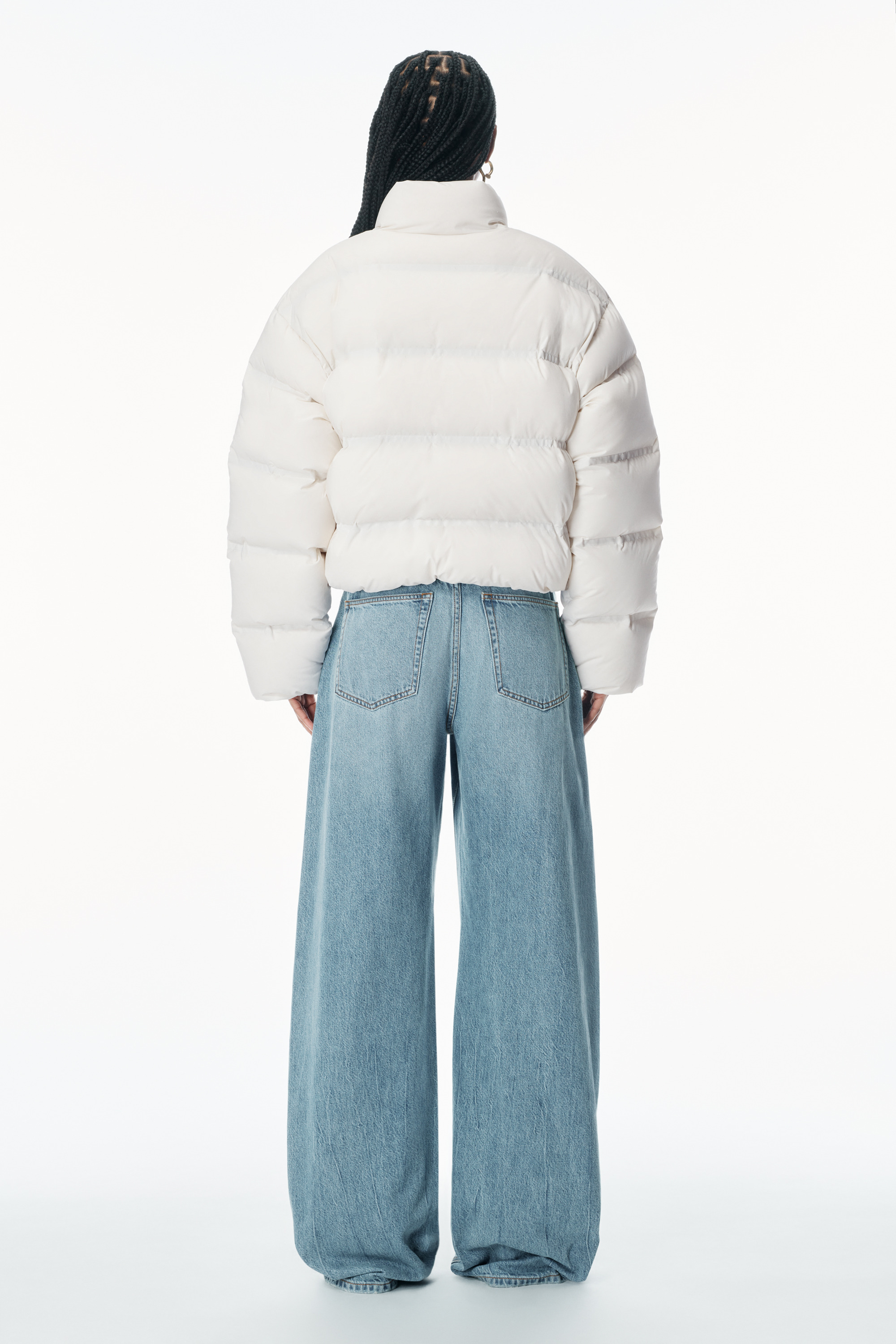 cropped channel puffer coat in feather & down - 4