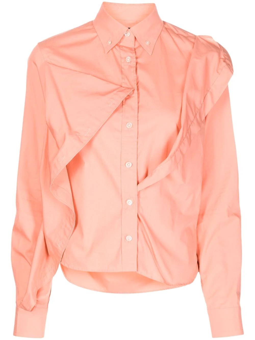 asymmetric-detail long-sleeve shirt - 1