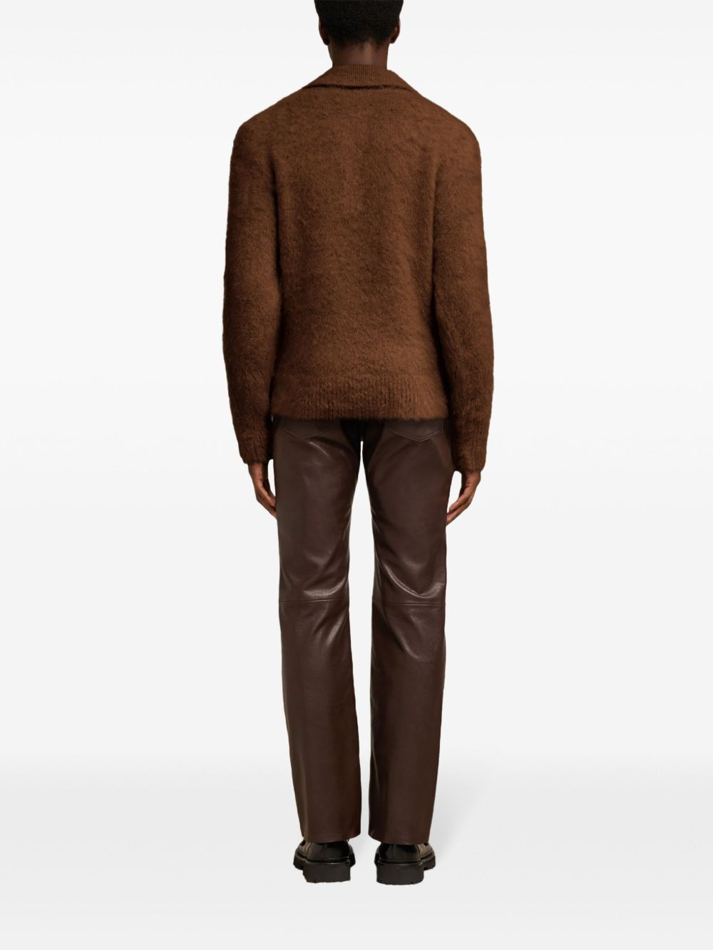 brushed-finish polo-collar jumper - 5