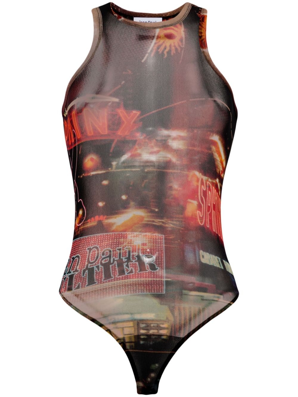 Pigalle-print mesh bodysuit - 1