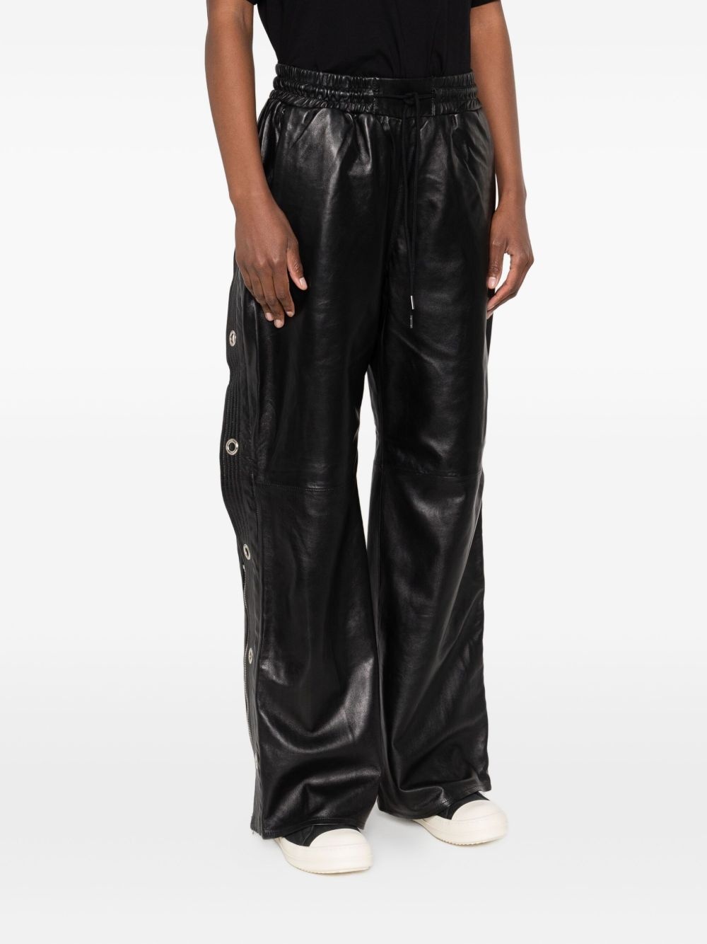 leather side-zip trousers - 3