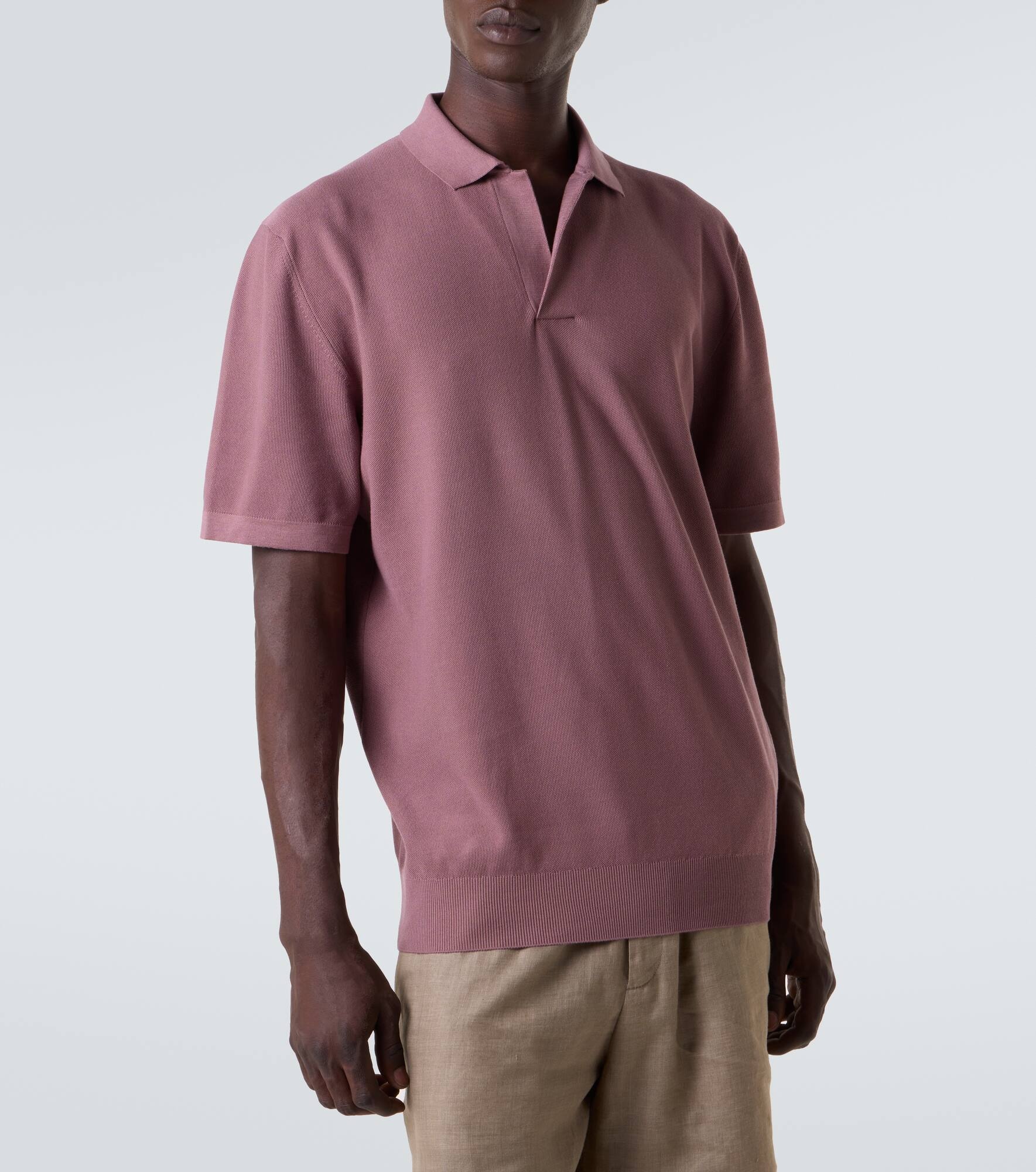 Cotton and silk polo shirt - 3