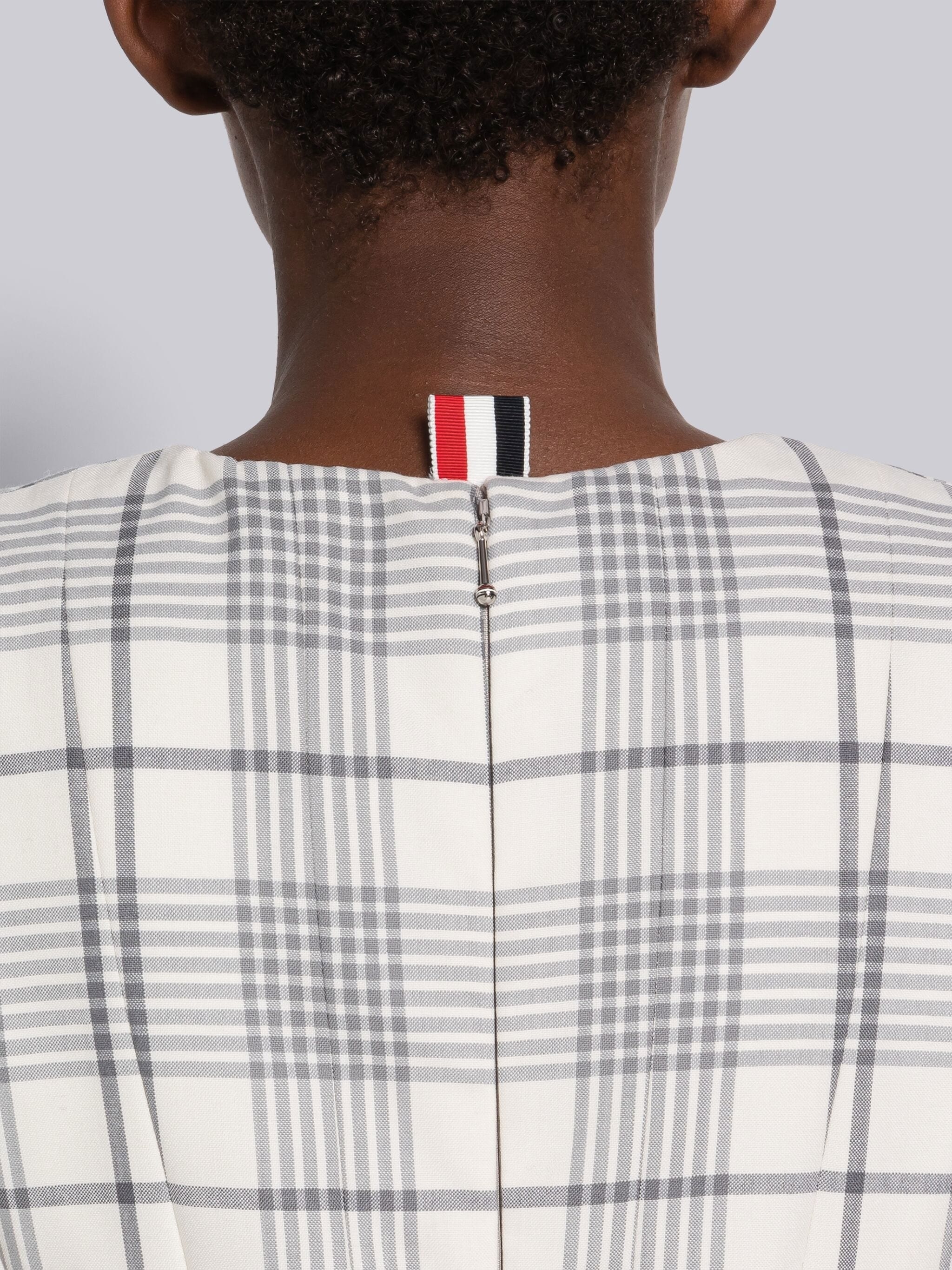 Hairline Check Suiting Narrow Pleated Dress - 6