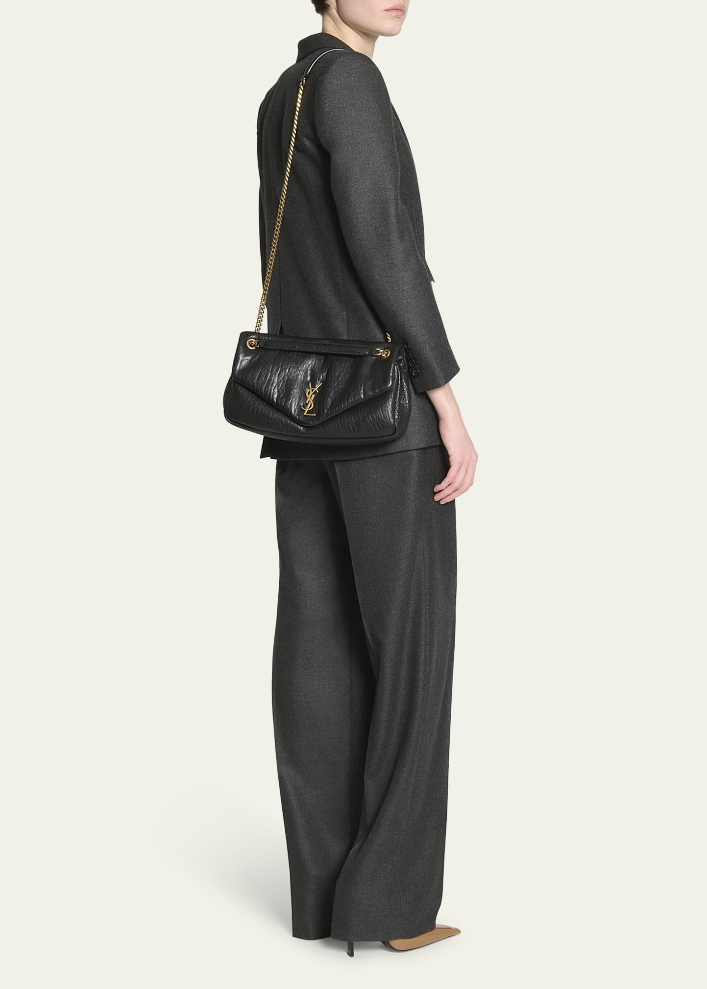 Calypso Medium YSL Shoulder Bag in Lambskin Leather - 5