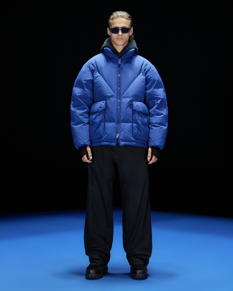 EMPORIO ARMANI ASV Black Blue capsule collection full-zip down jacket in matte crinkle nylon outlook