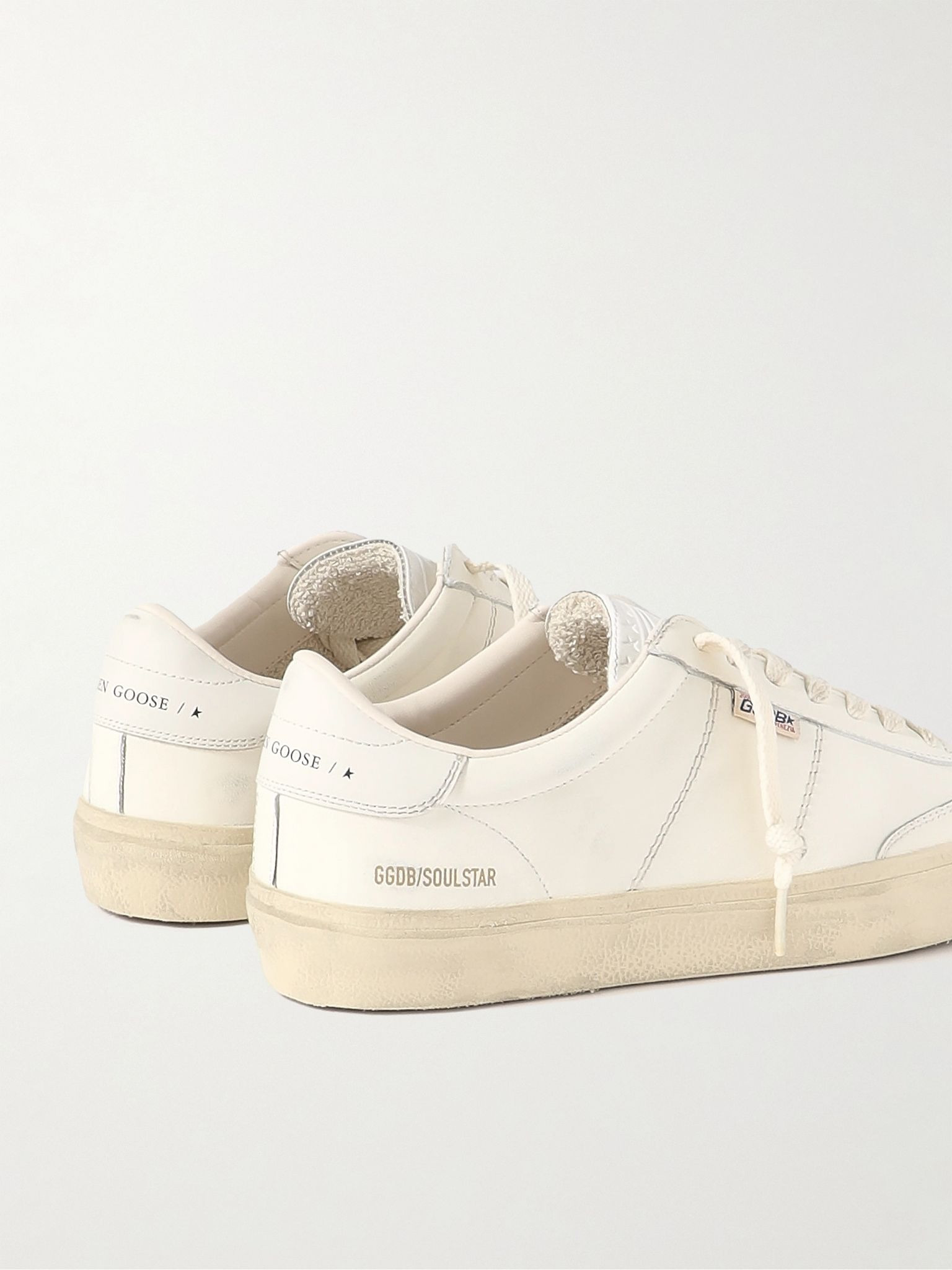 Soul-Star Distressed Leather Sneakers Off-white - 5