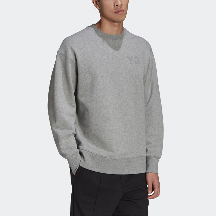 Men's Y-3 SS21 Logo Round Neck Pullover Gray GV4195 - 4
