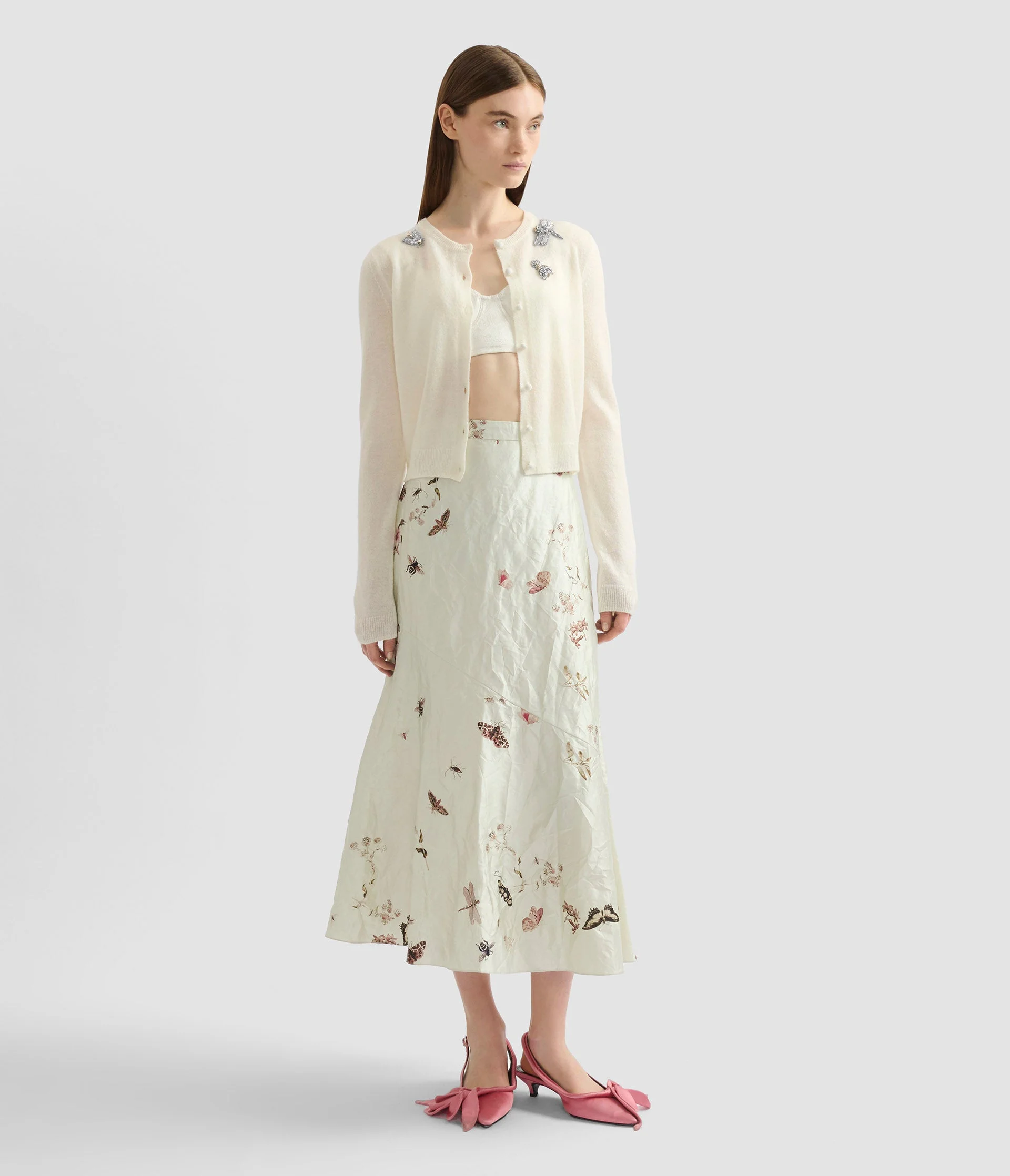 EMBELLISHED CREW NECK CARDIGAN - 1