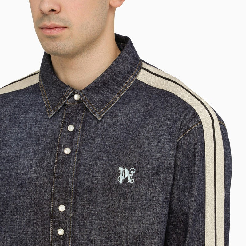 Palm Angels Blue Denim Monogram Shirt-Jacket Men - 3