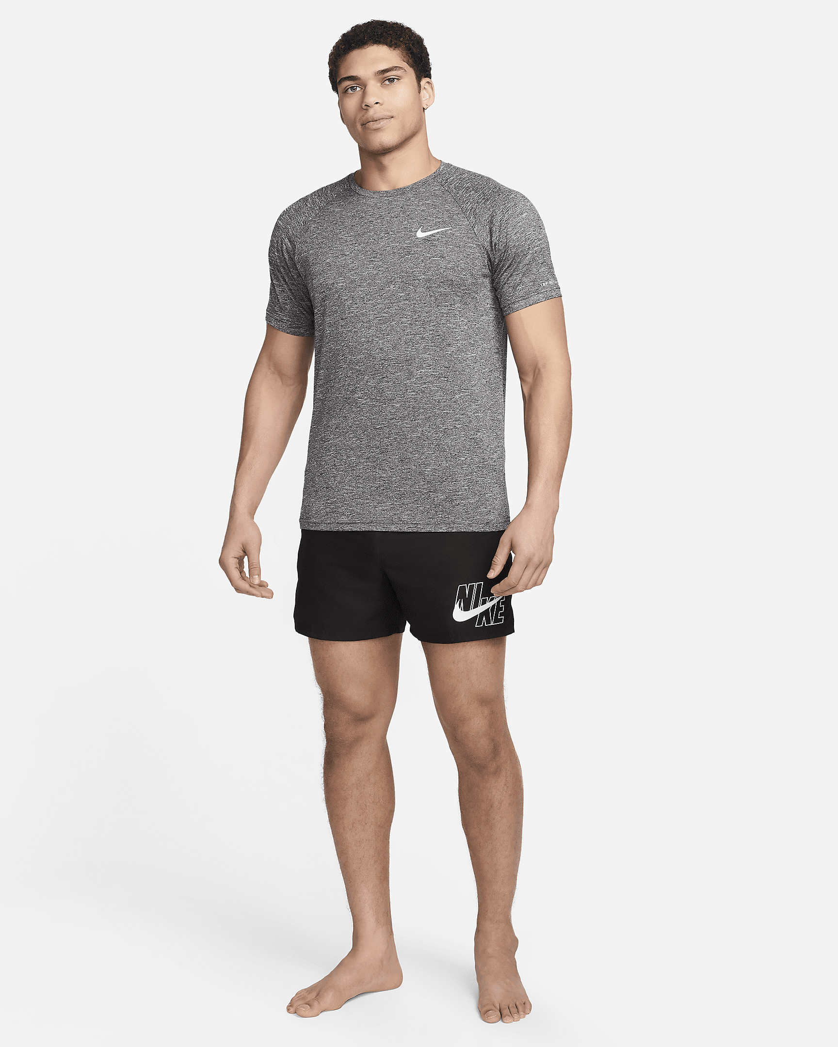 Nike Men's Heathered Short-Sleeve Hydroguard Swim Shirt - 7