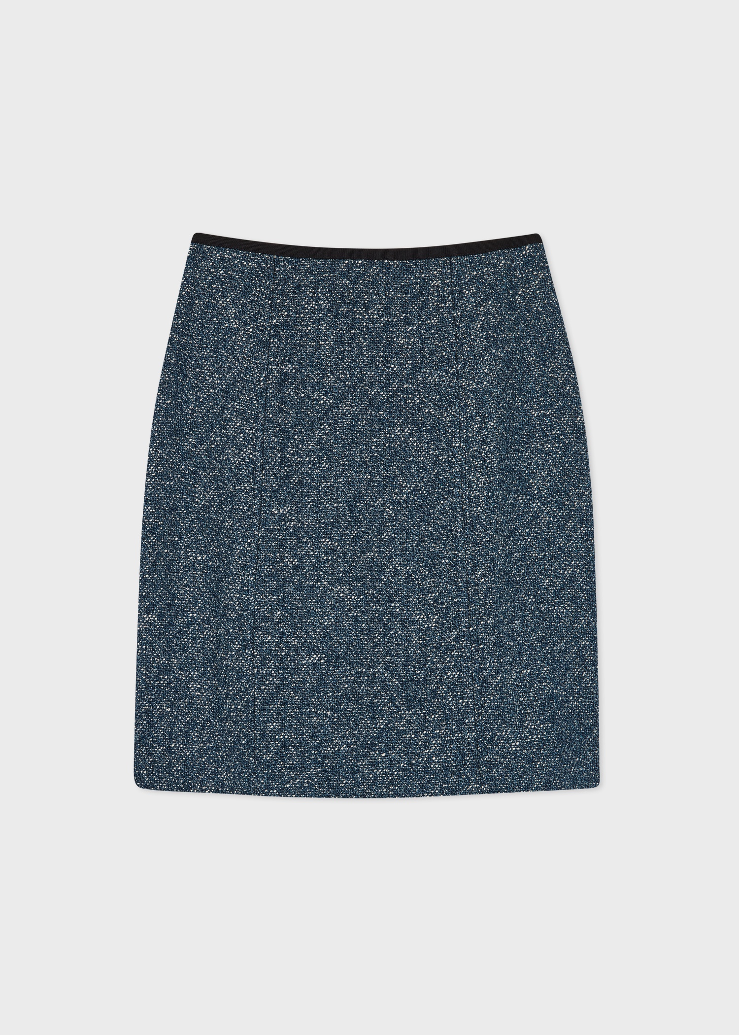 Women's Blue Cotton-Blend Tweed Skirt - 1