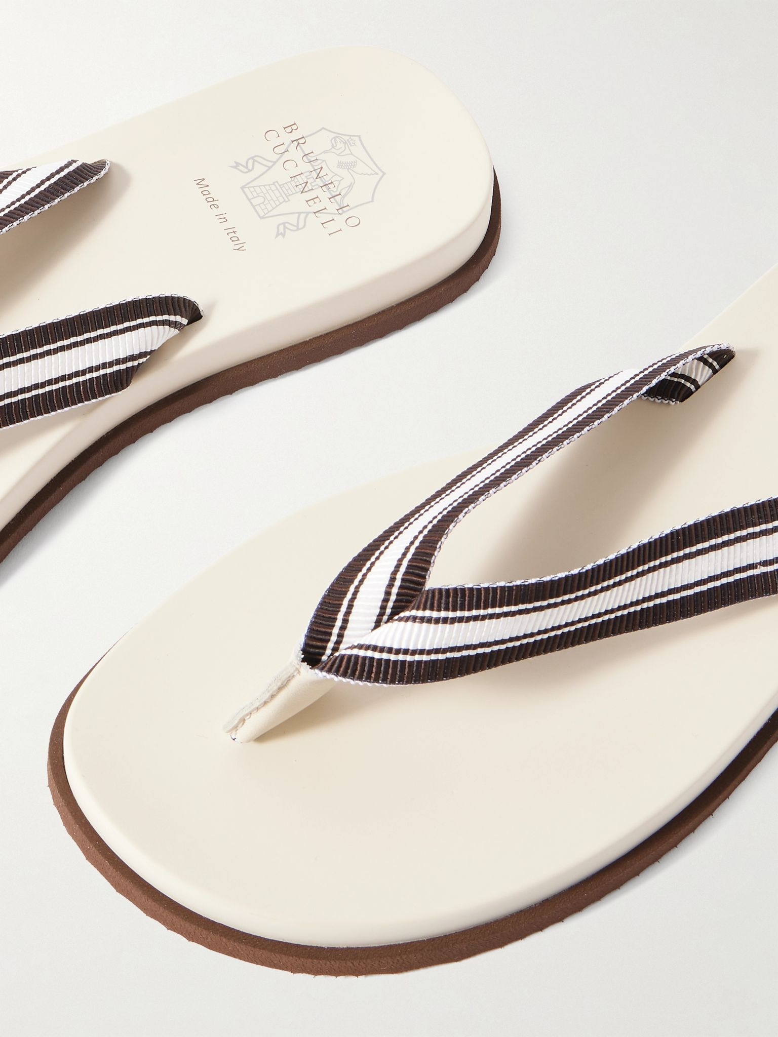 Striped Grosgrain Flip Flops Neutral - 4