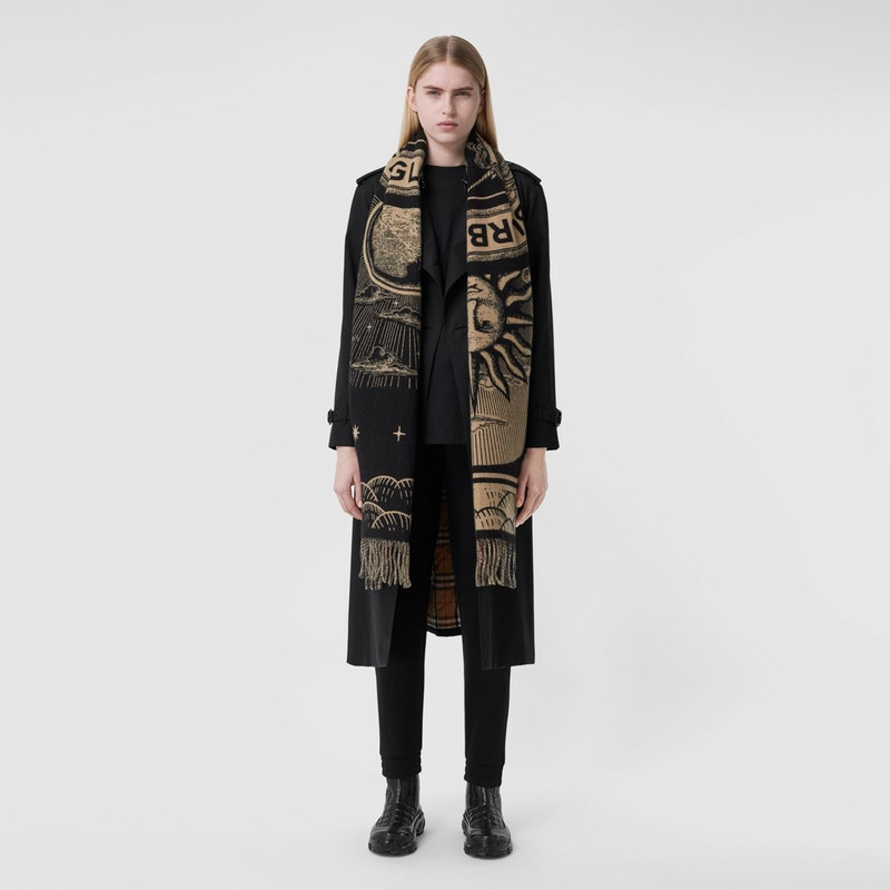 Check and Celestial Cashmere Jacquard Scarf 7