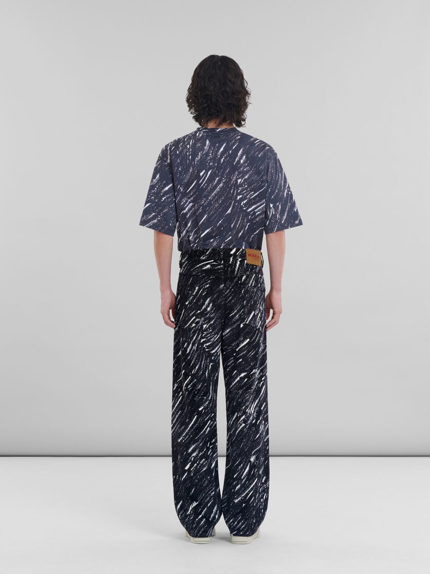 BLACK FLOCKED DENIM WIDE-LEG JEANS WITH CRAYON PRINT - 3