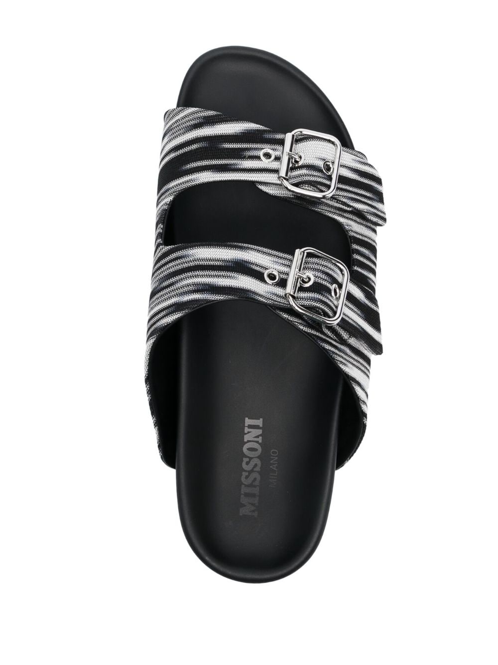 double-buckle knitted slides - 4