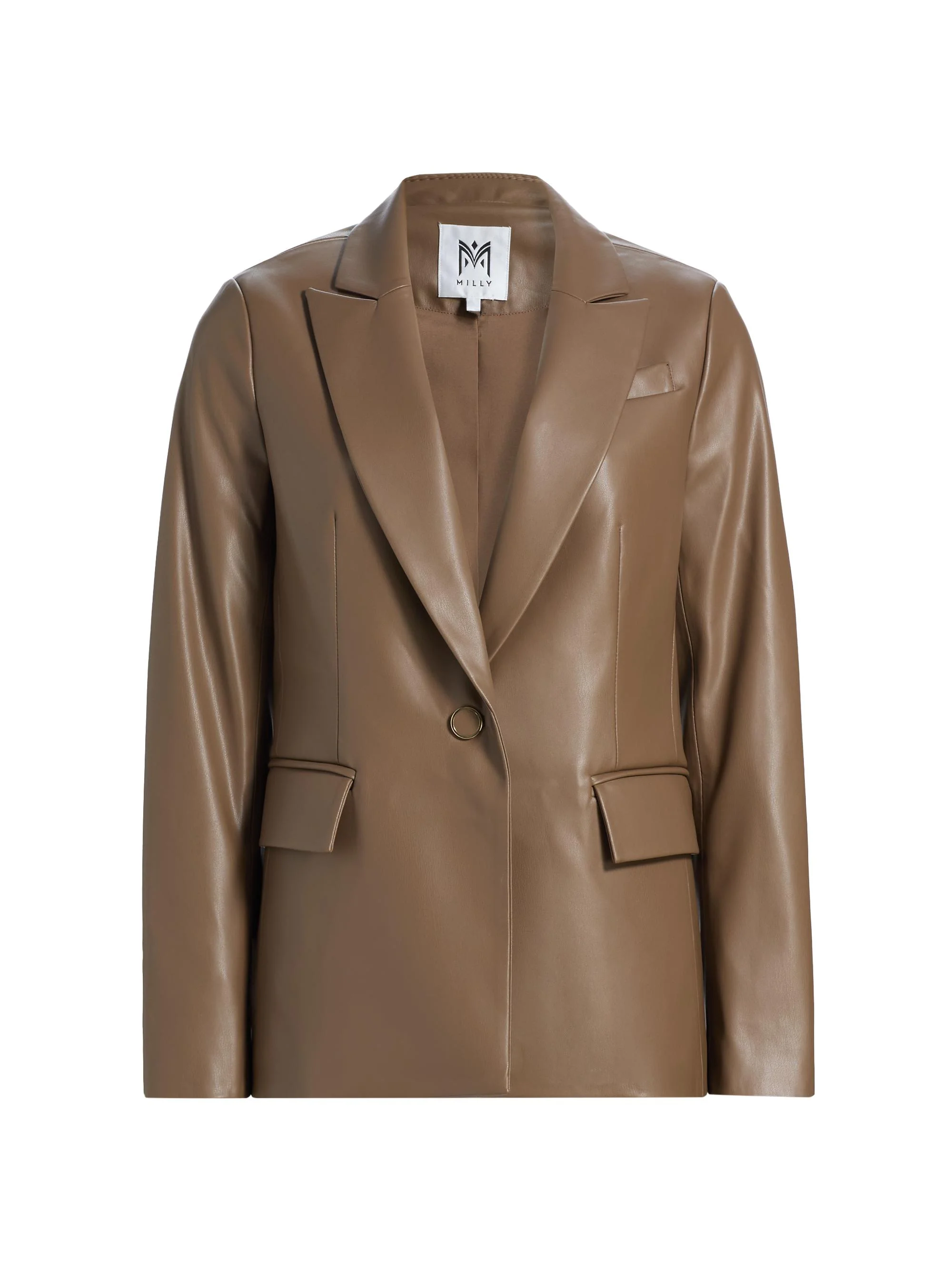 Women's Avery Faux Leather Blazer - Mocha - 1