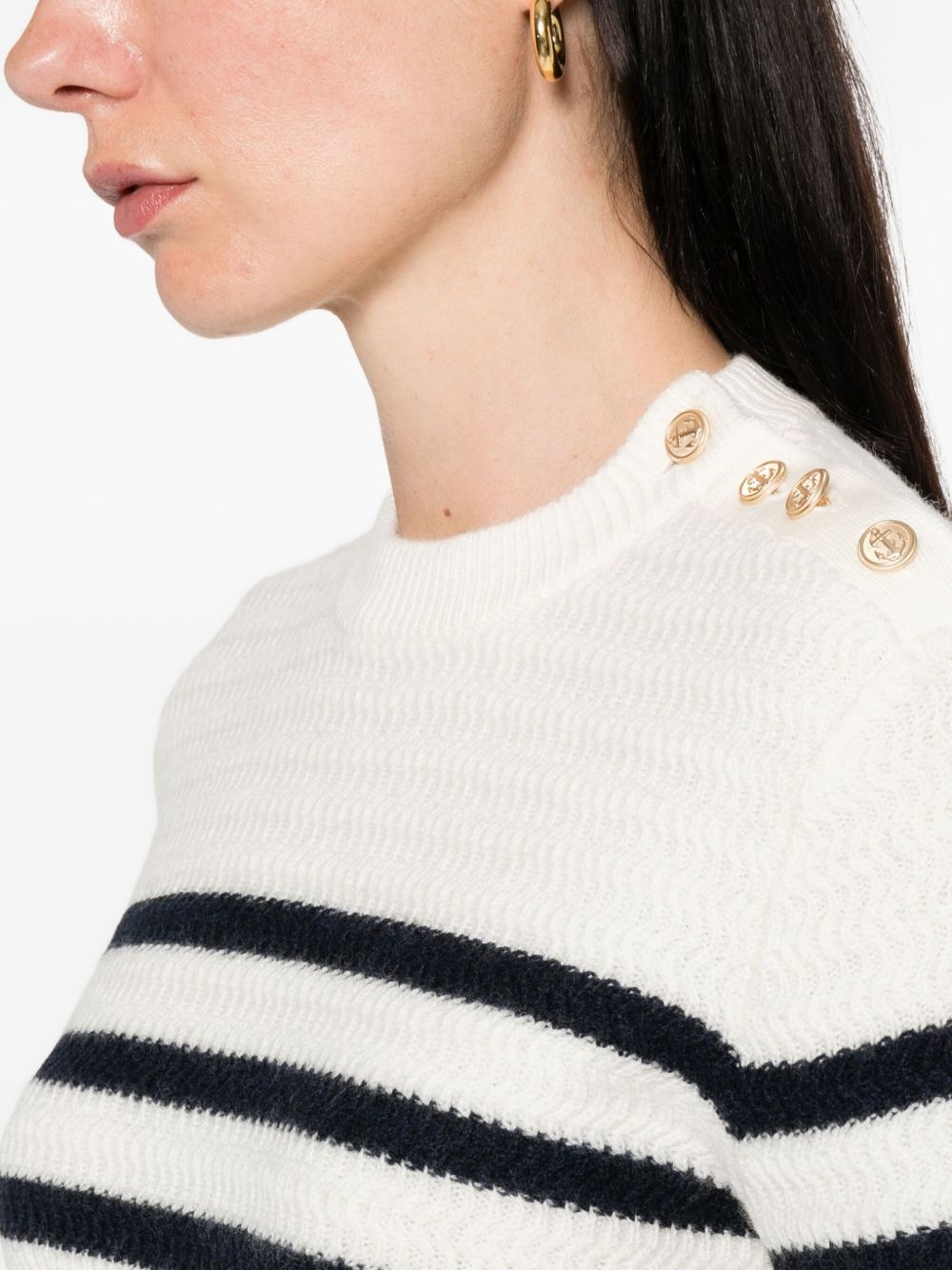 striped button-shoulder jumper - 5