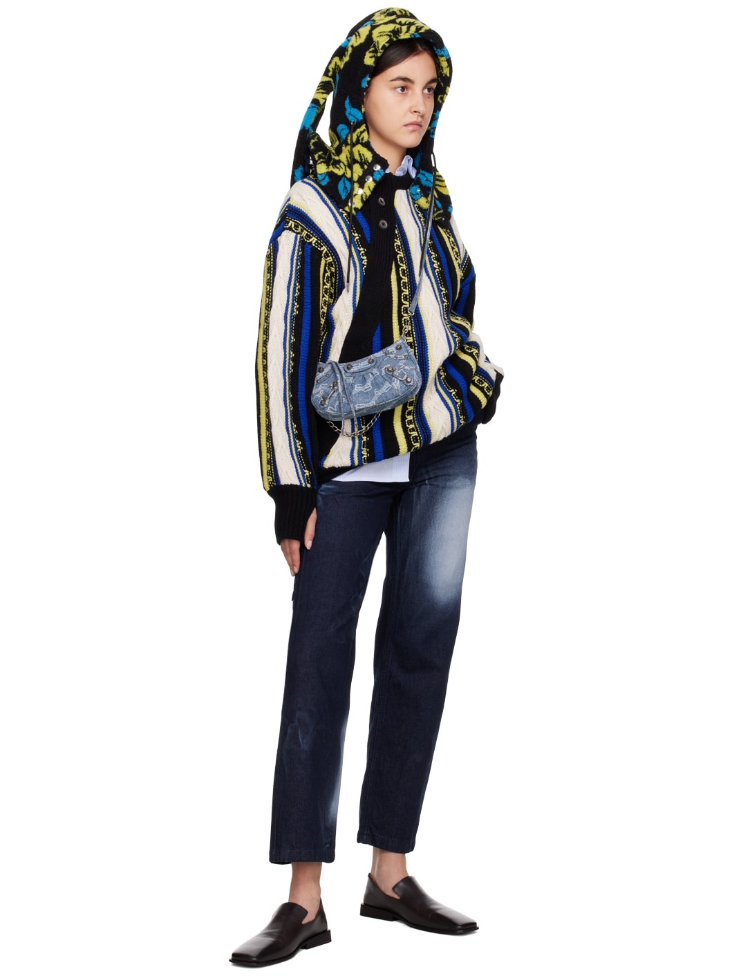 Blue & Yellow Buttoned Sweater - 4