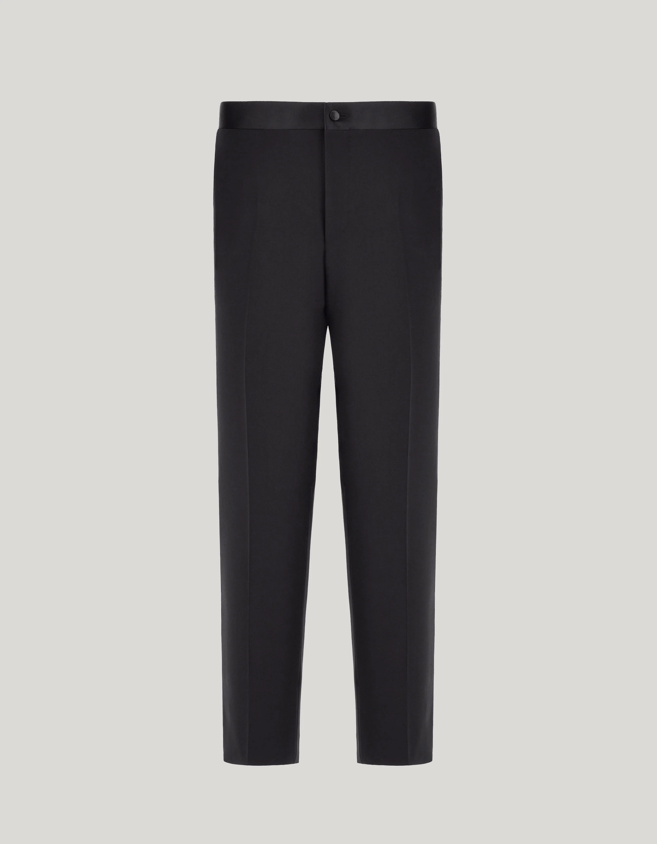 BLACK TROUSERS IN PURE WOOL WITH SATIN SIDE STRIPE - 1