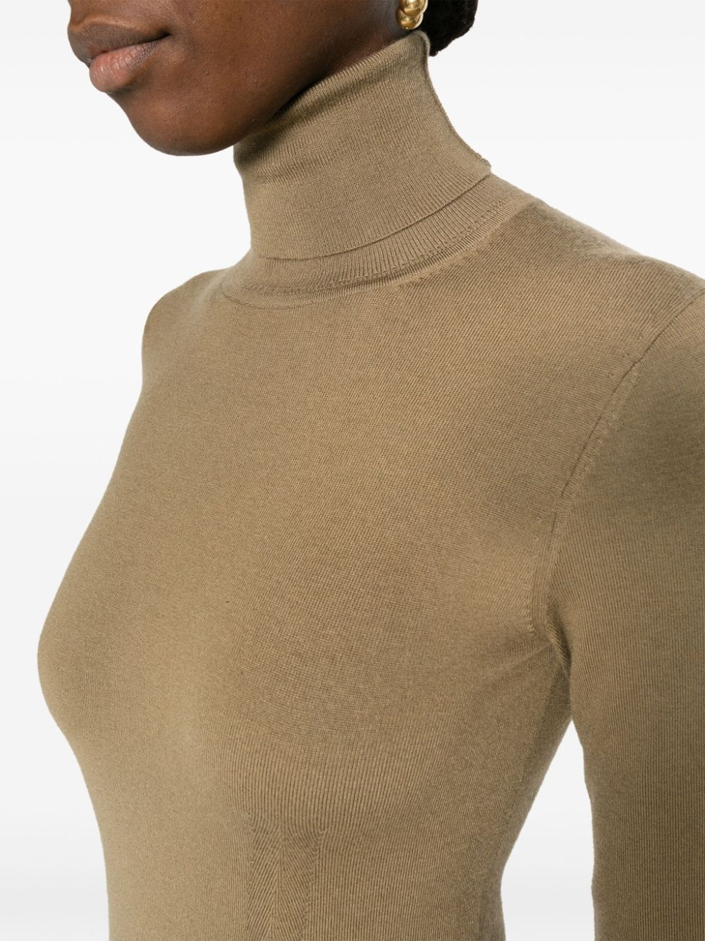 roll-neck knitted midi dress - 5