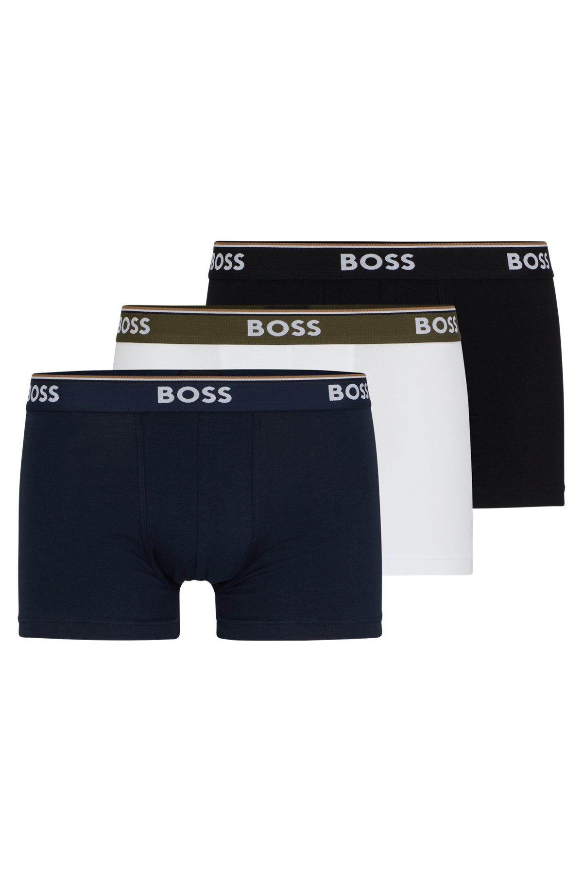 THREE-PACK OF STRETCH-COTTON TRUNKS WITH LOGO WAISTBANDS - 1