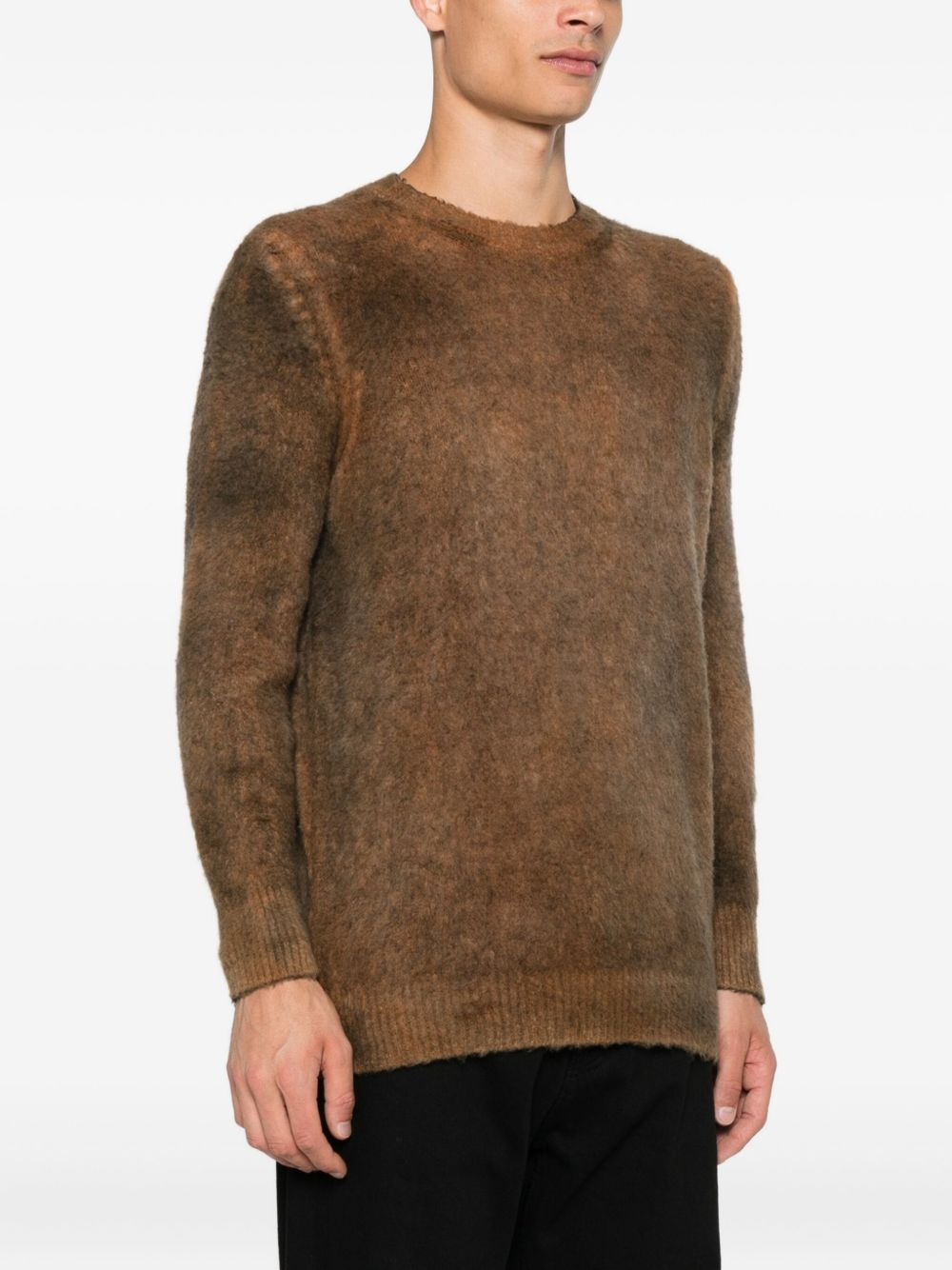 brushed crew-neck sweater - 3