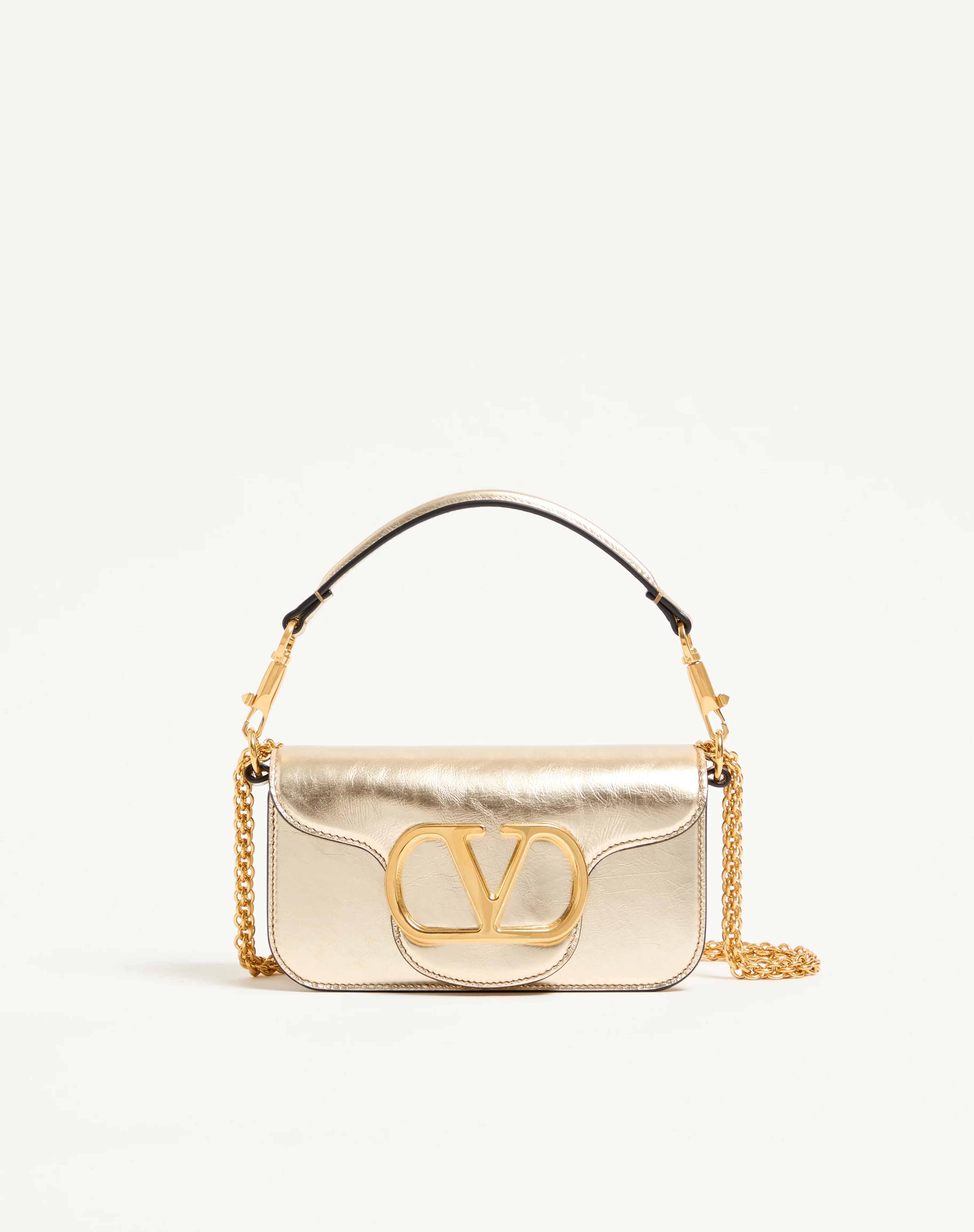 SMALL VALENTINO GARAVANI LOCÒ METALLIC CALFSKIN SHOULDER BAG - 1