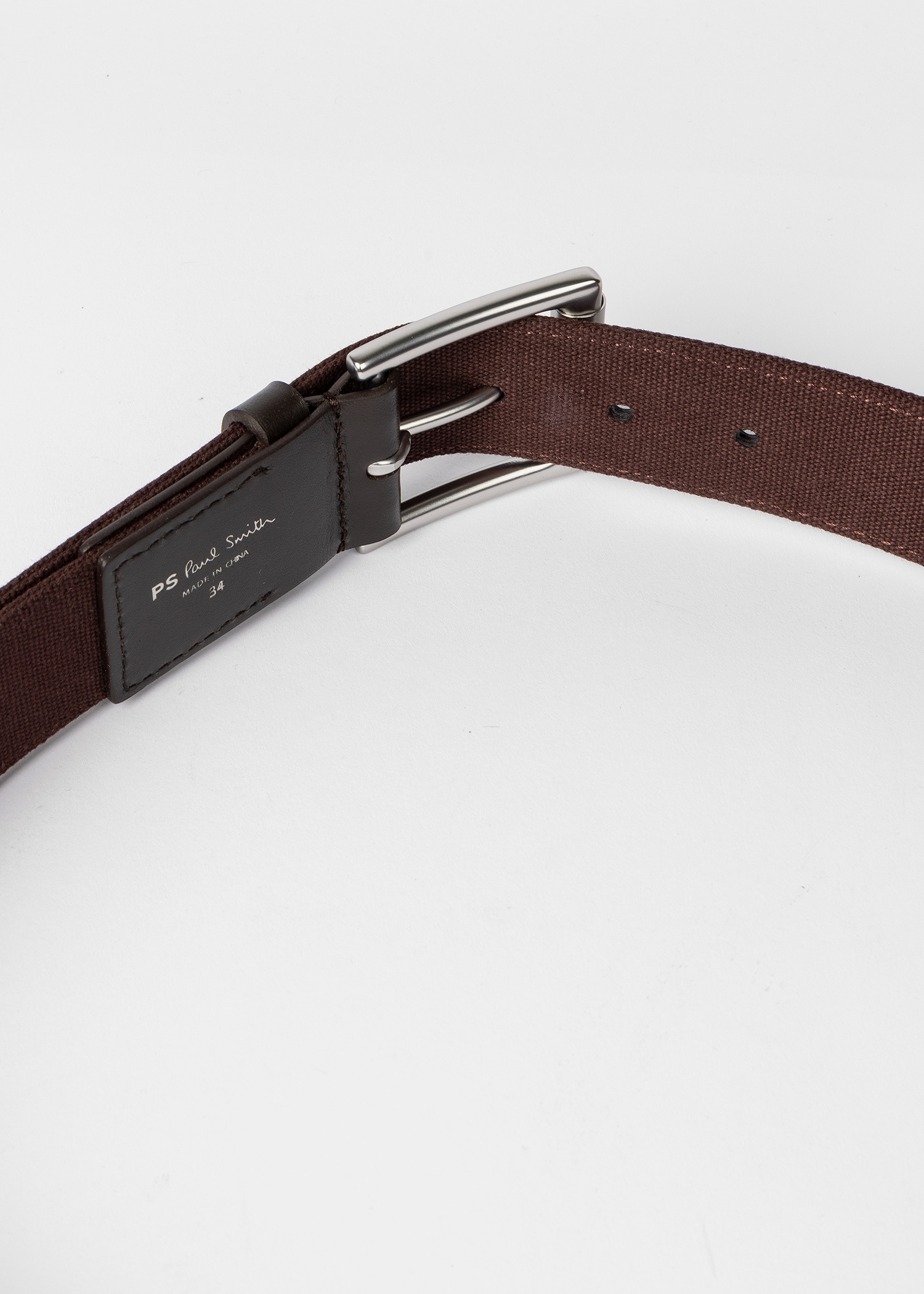 Brown 'Broad Stripe Zebra' Canvas & Leather Belt - 4
