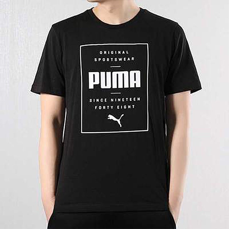 PUMA Casual Sports Alphabet Printing Round Neck Breathable Short Sleeve Black 844612-01 - 3