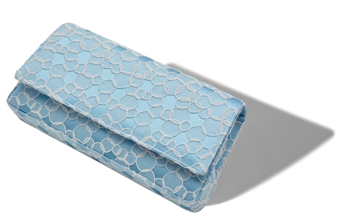 Blue Satin Lace Embroidered Clutch - 2