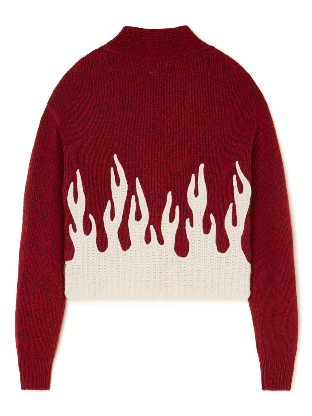 flame-motif cropped cardigan - 7