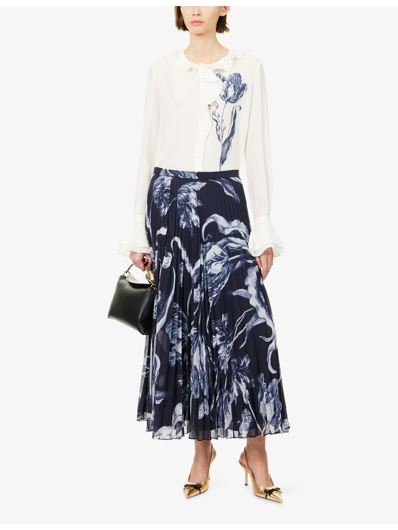 Erdem Floral-Print Ruffled Silk Shirt outlook