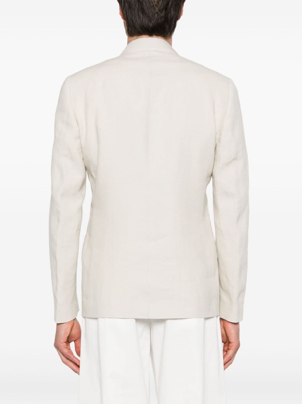 double-breasted linen blazer - 4