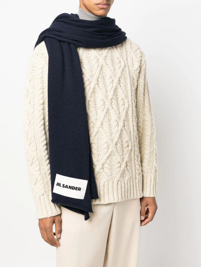 Jil Sander logo-patch cashmere scarf outlook