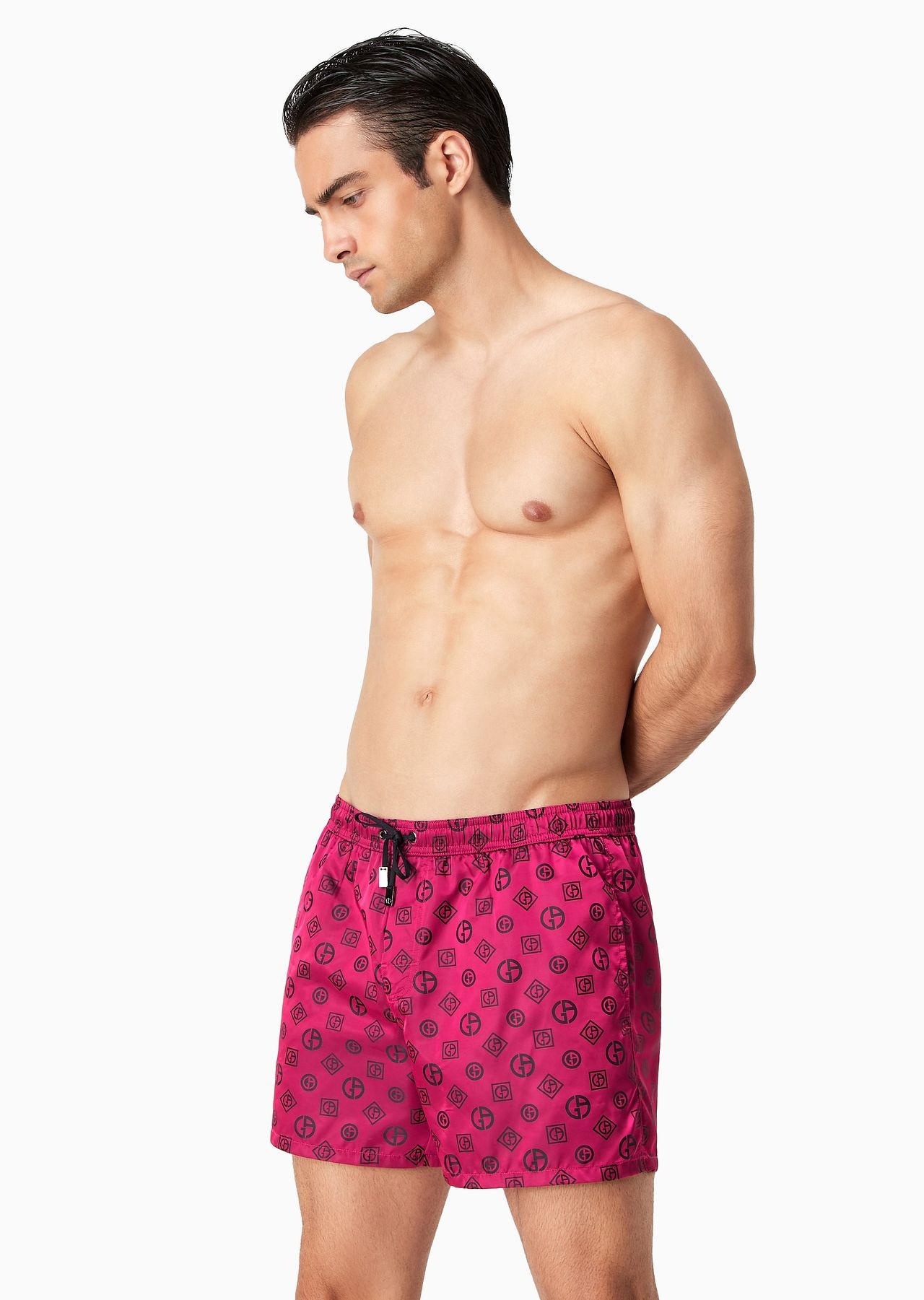 Swim trunks with an all-over logo jacquard - 2