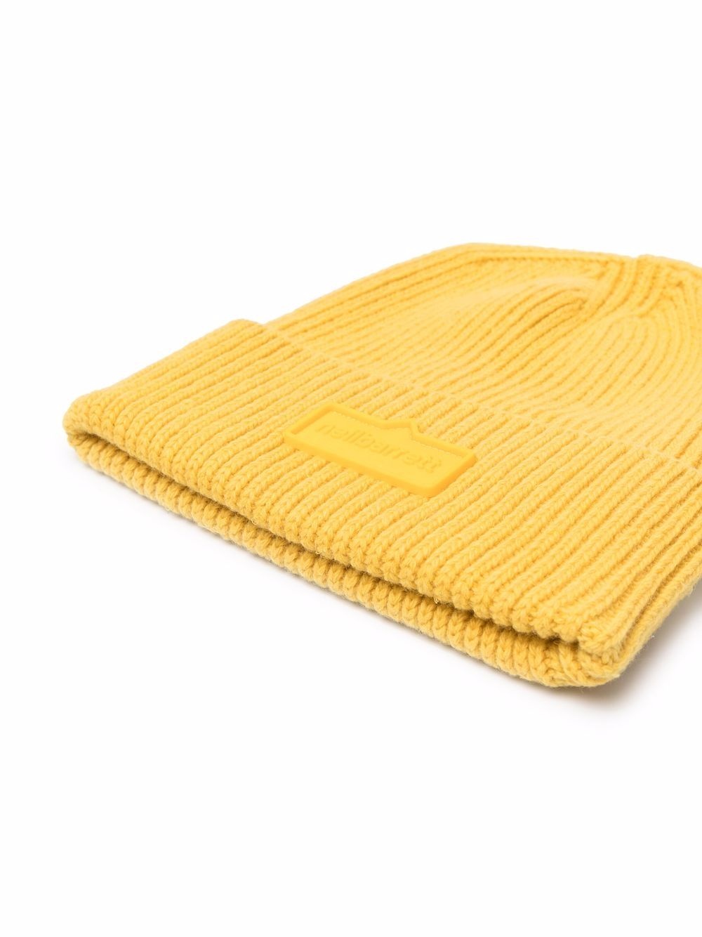 logo patch knitted beanie - 2