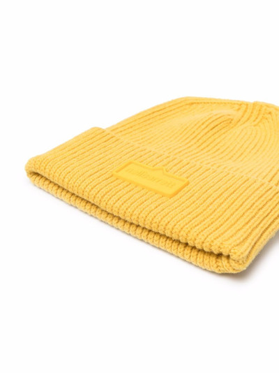 Neil Barrett logo patch knitted beanie outlook