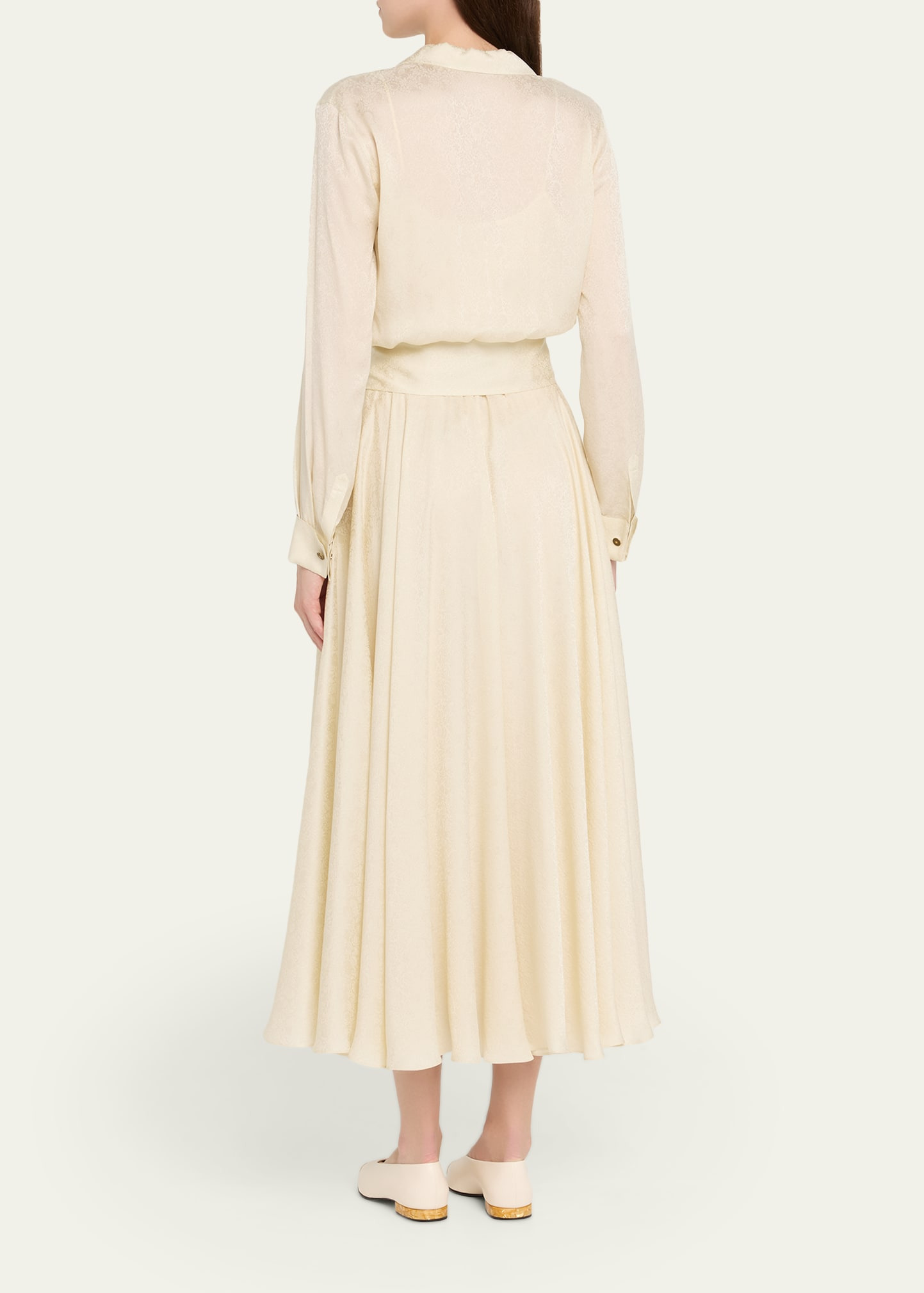 Nevis Belted Silk Jacquard Midi Shirtdress - 3