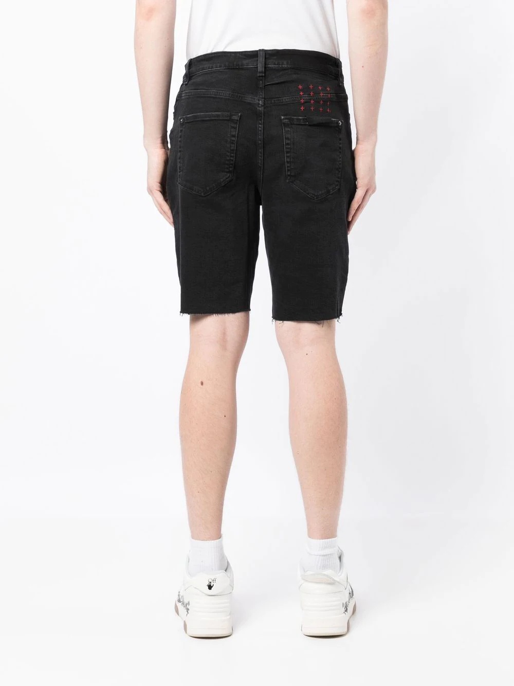 logo numerals denim shorts - 4