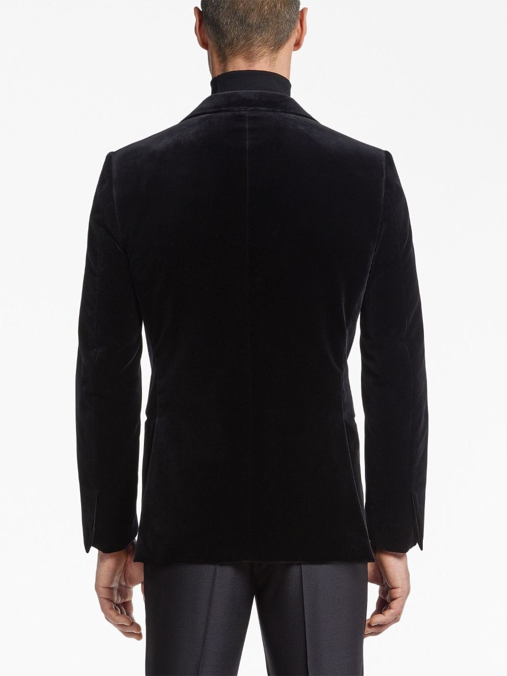 single-breasted velour blazer - 4
