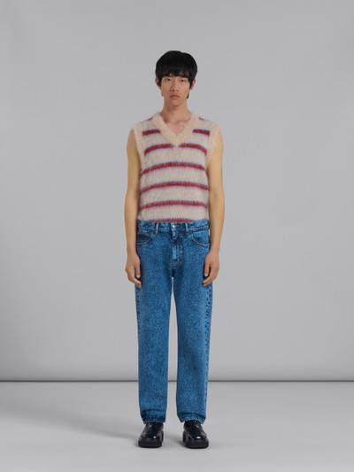 Marni BLUE MARBLE-DYED STRAIGHT TROUSERS IN COTTON DRILL outlook