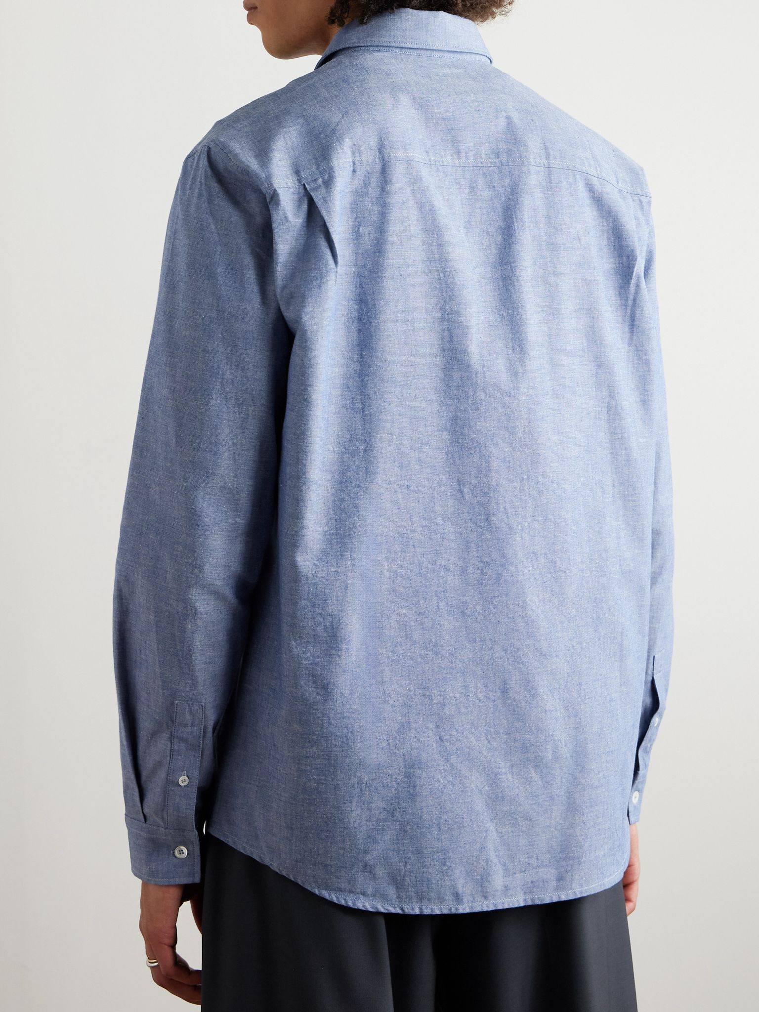 Edouard Brodé Cotton-Chambray Shirt Blue - 4