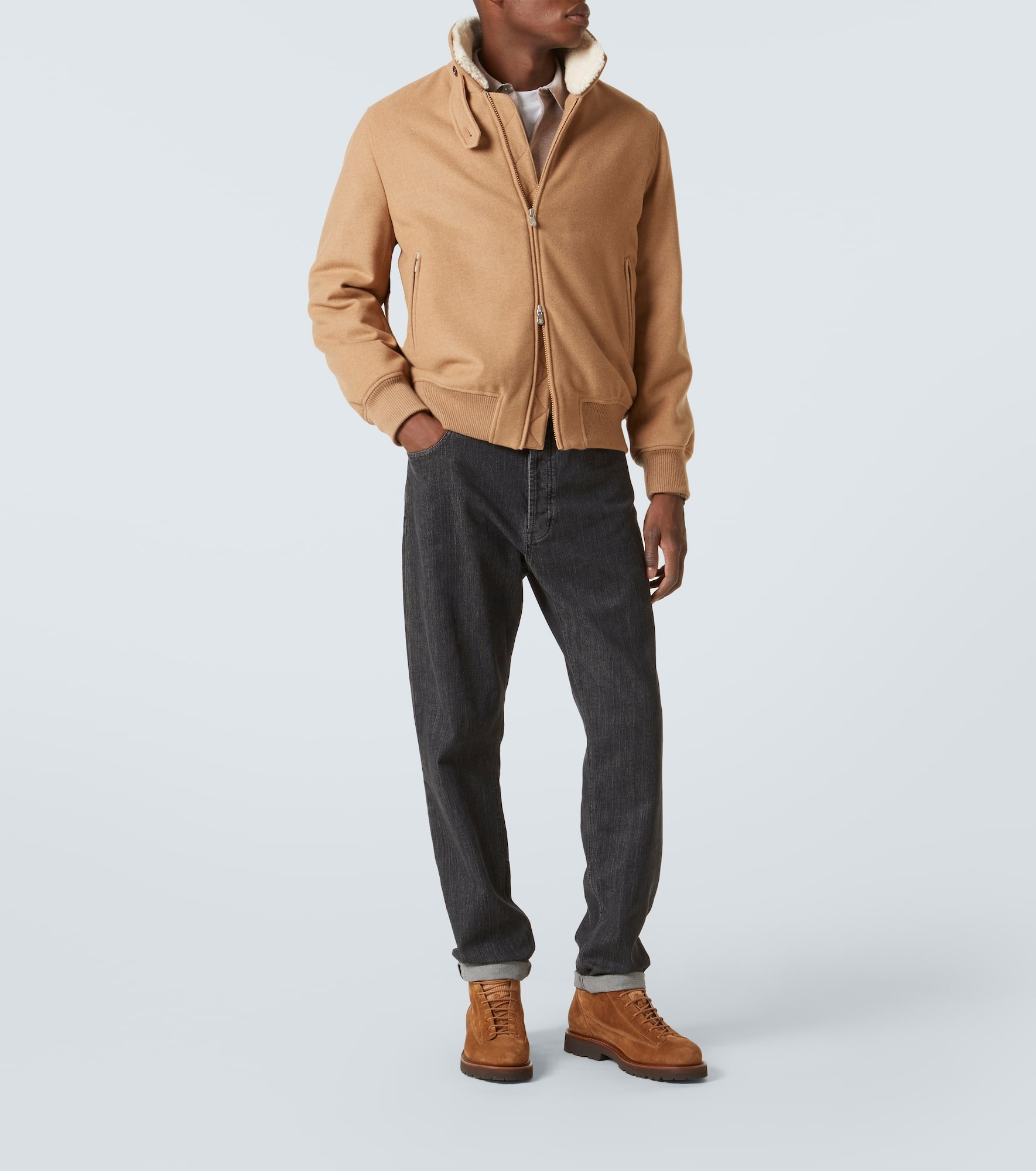 Shearling-trimmed cashmere jacket - 2