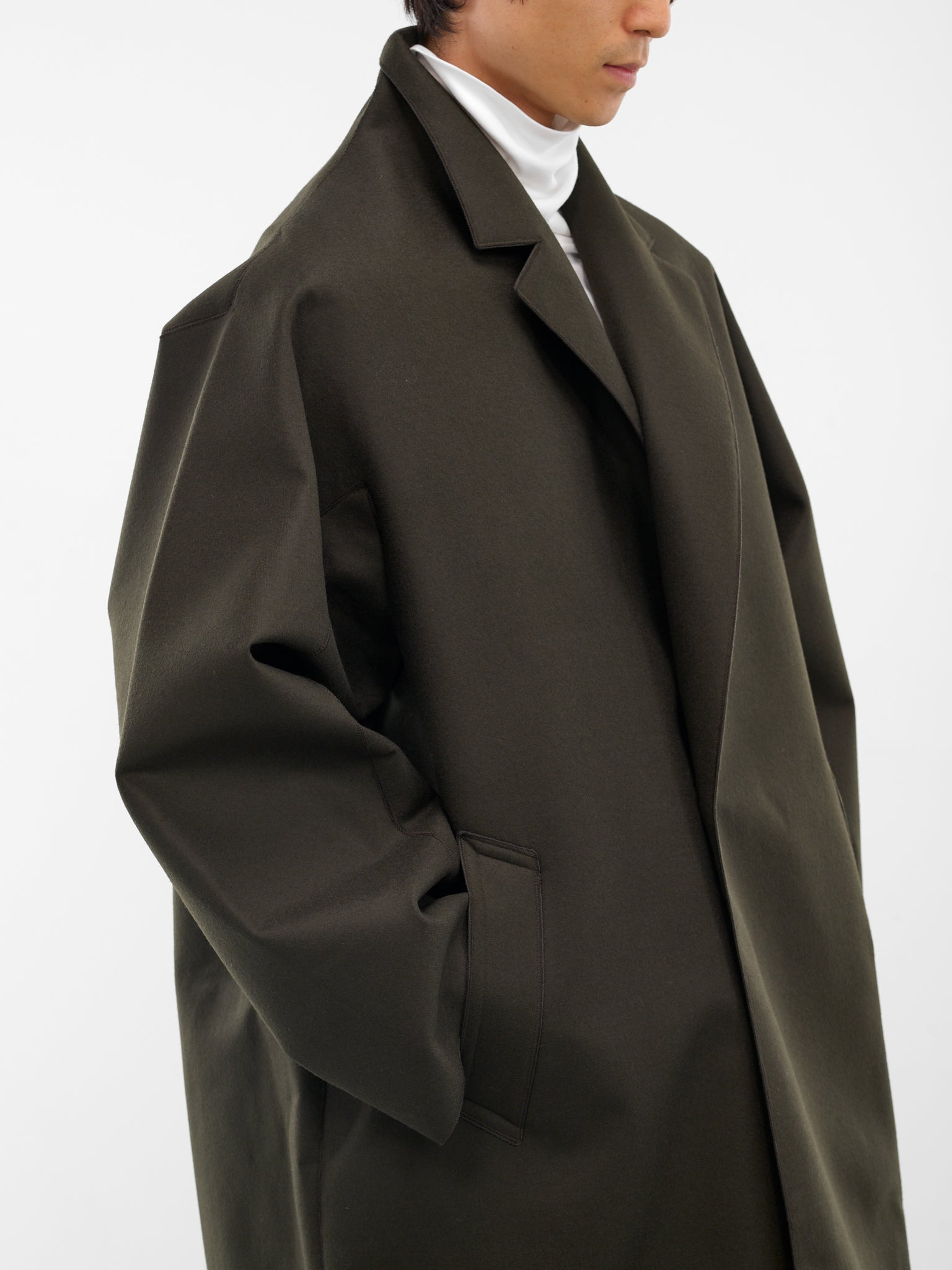 Olive Wool Oversized Coat - 5