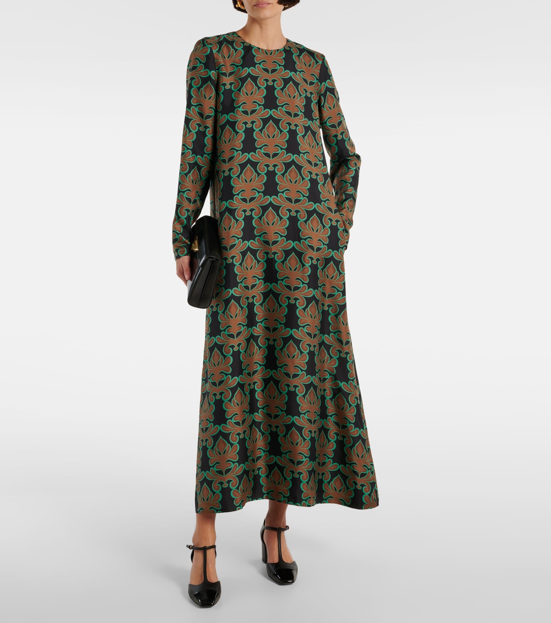 Swing printed silk twill midi dress - 2