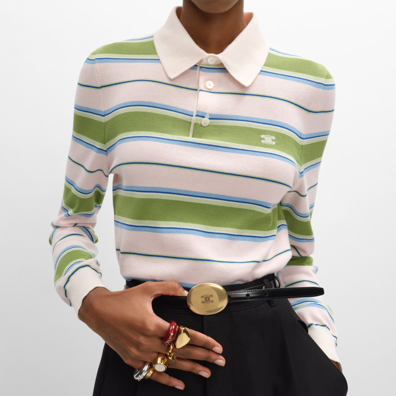 CELINE polo sweater IN striped cotton outlook